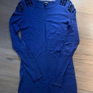 Express Royal Blue Knit Top with Gem shoulders